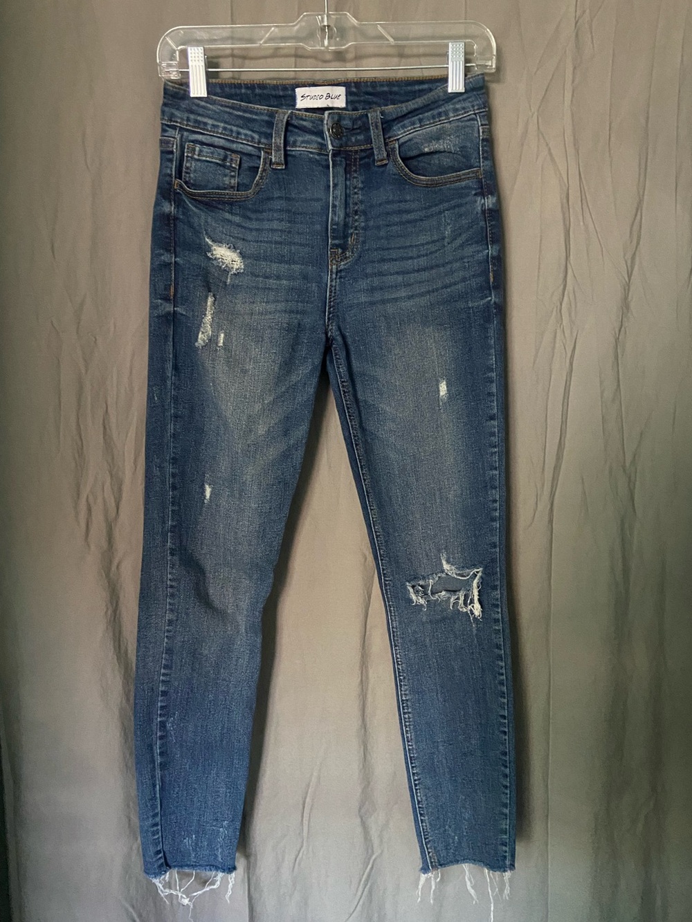 Studio Distressed Skinny Jeans - Blue